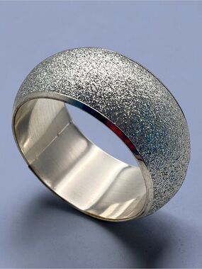 Chunky Vintage Y2K Silver Glitter Statement Bangle Bracelet Stardust Sprinkle